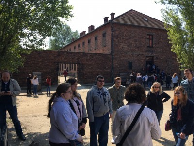 YSU students outside Block 11 in Auschwitz